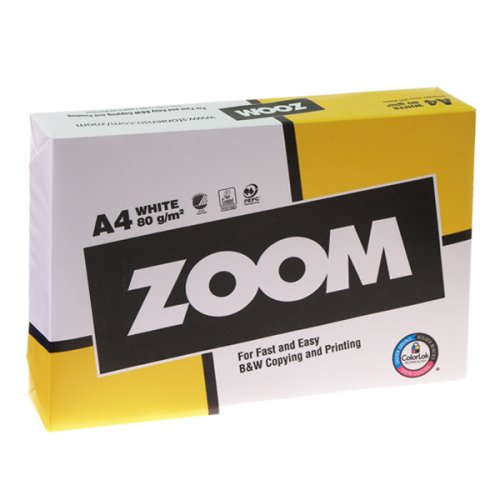 Бумага ZOOM, А4, 80г/м, 150%  500л. класс C  
