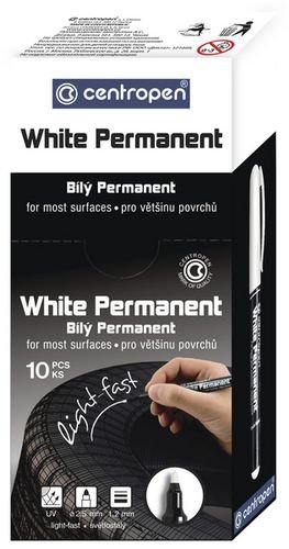 Маркер Permanent White 1,2 мм., білий. Для нанесення стійких написів на темних поверхнях, на водній основі.