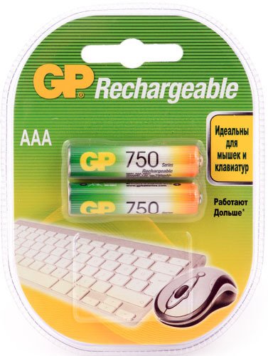 Батарейка аккумуляторна GP  AAA R-03, 750mA, 2 шт.