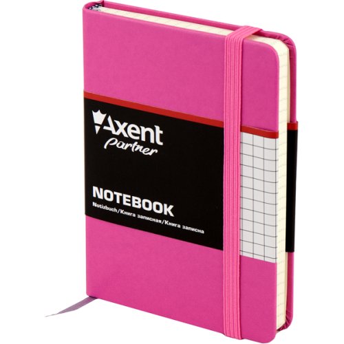 Блокнот Axent Partner 8301-05-A, (А6), 96л., клітка, тверда обкладинка, кремовий папір 80г/м2, клітка, на гумці, закладка, кишенька на форзаці, петля для ручки, пурпурний