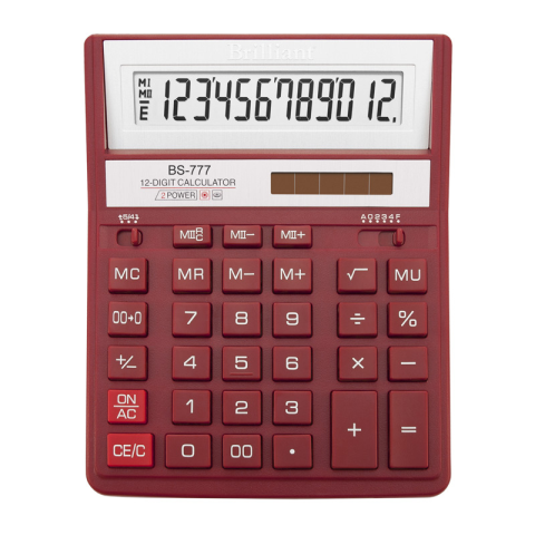 Калькулятор бухгалтерський BS-777RD (12 розр.) 157x200x 31мм, червоний