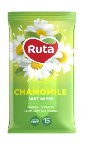 Серветки вологі Ruta Selecta Chamomile з екстрактом ромашки, 15 шт/уп.