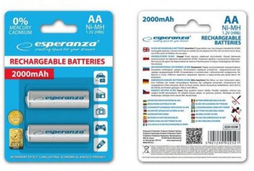 Батарейка акумуляторна AA Esperanza HR06 2000мач Ni-MH, 2 шт