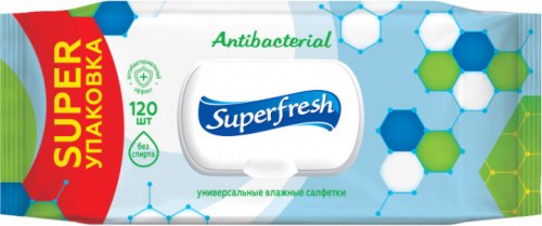 Серветки вологі Superfresh Antibacterial, 120 шт/уп., із клапаном