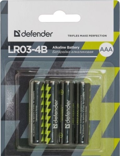 Элемент питания (батарейка) ААA Defender, LR03, 4 шт.