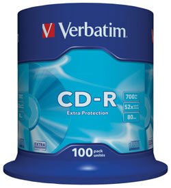 Компакт-диск CD-R Verbatim 700MB 52X, 100 шт. Cake. Extra