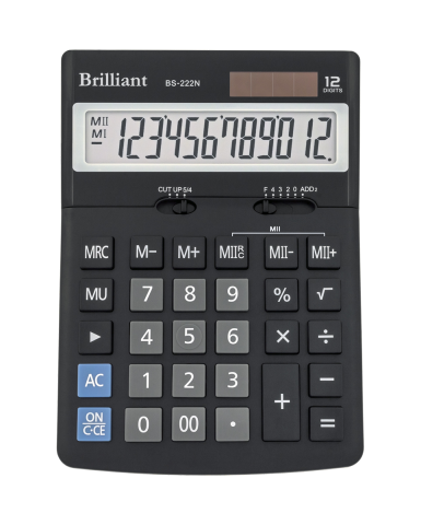 Калькулятор бухгалтерський Brilliant BS-222N (12 розр.) розміри: 123х171х31 мм