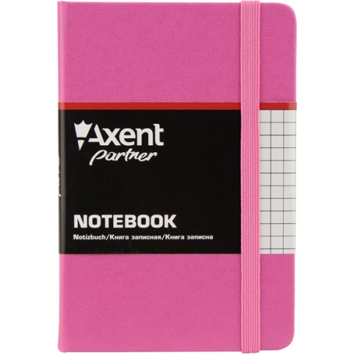 Блокнот Axent Partner 8301-05-A, (А6), 96л., клітка, тверда обкладинка, кремовий папір 80г/м2, клітка, на гумці, закладка, кишенька на форзаці, петля для ручки, пурпурний