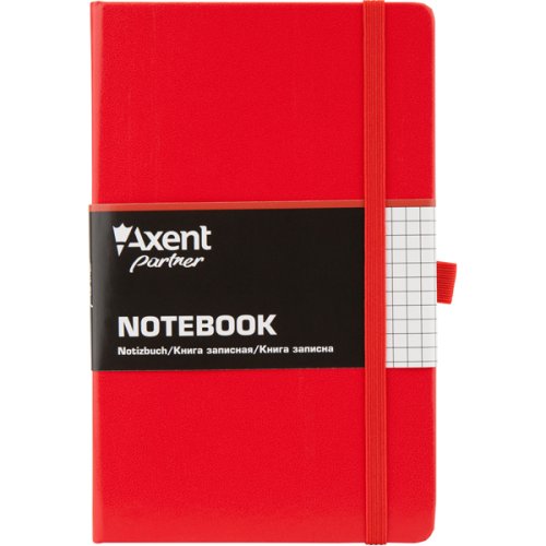 Блокнот Axent Partner 8201-03-A (А5-), 125х195 мм, 96 л., клітка, на гумці, закладка, кишенька на форзаці, петля для ручки, червоний