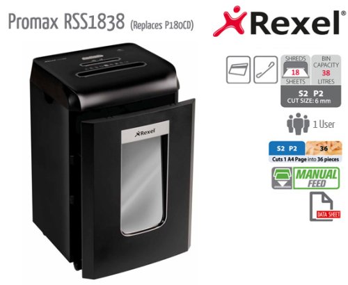 Офісний знищувач документів Rexel Promax RSS1838 (2101072A) Суперпотужний.