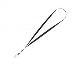 Стрічка (шнурок) для бейджа, чорна з карабіном
