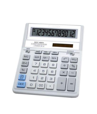 Калькулятор бухгалтерский Citizen SDC-888 ХWH, 12 разрядов, бело-серый