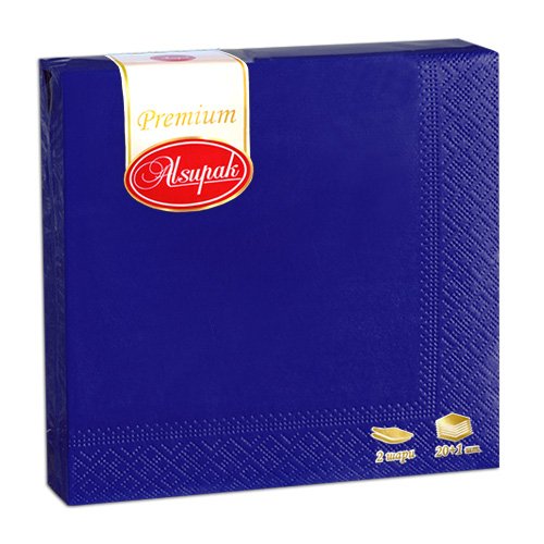 Серветки паперові Premium Alsupak двошарові, 33х33см , 20шт., сині (390240)