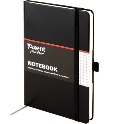Блокнот Axent Partner 8201-01-A (А5-), 125х195 мм, 96 л., клетка, на резинке, закладка, кармашек на форзаце, петля для ручки, черный