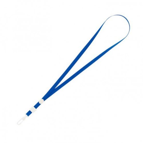 Стрічка (шнурок) для бейджа, синя з карабіном