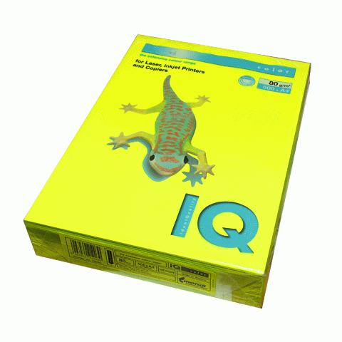 Бумага цветная IQ Neon, А4, 80г/м2, 500л., NEOGB, жёлтый