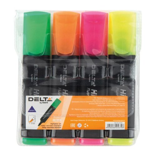 Набор текстовых маркеров DELTA, 4 шт., D2501-40, в блистере.