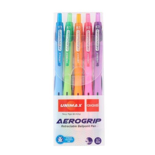 Набор шариковых (масляных) цветных ручек "Aerogrip-3", 5 цветов