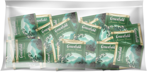 Чай Greenfield JASMINE DREAM, зелёный с жасмином, 100 пак. (индивидуальная упаковка, в герметичном полиэтиленовом пакете)