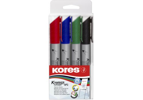 Набір маркерів для фліпчартів KORES XF1 1-3 мм, 4 цв. у блістері