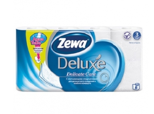 Туалетний папір "Zewa Deluxe", 8 шт., тришаровий, білий, без аромату