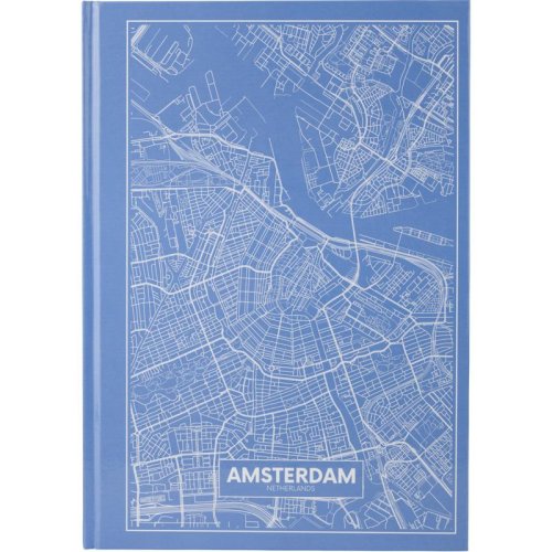 Тетрадь офисная, А4, серия Maps Amsterdam, 96 листов, твердая обложка, клетка, цв. голубой, Axent