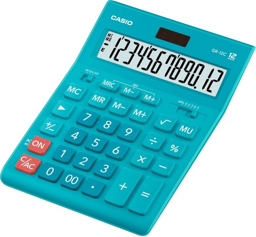 Калькулятор настільний Casio 12-розр. 12-розр.GR-12-LB-W-EP, блакитний. Розмір 209 * 155 * 34.5 мм