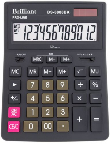 Калькулятор бухгалтерський Brilliant BS-8888BK (12розр.), 155 x 205 x 35 мм