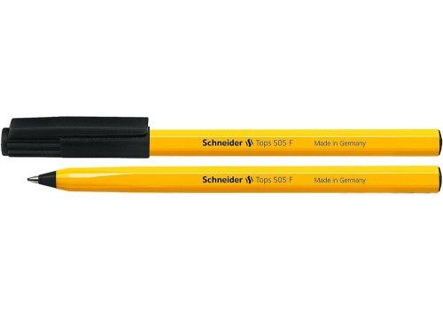 Ручка кулькова Schneider TOPS 505 F, 0.7 мм, жовтогарячий корпус, пише чорний