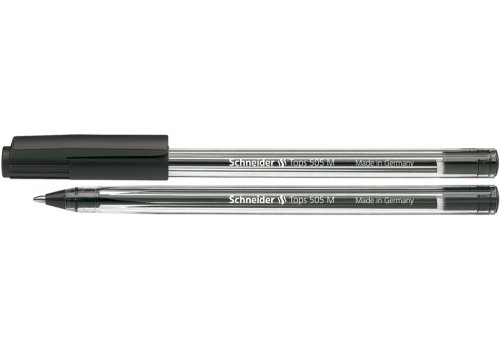 Ручка кулькова Schneider TOPS 505 M, 0.7 мм, прозорий корпус, пише чорним