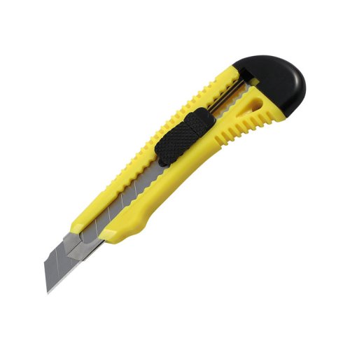 Нож канцелярский, металлические направляющие, 18мм, желтый