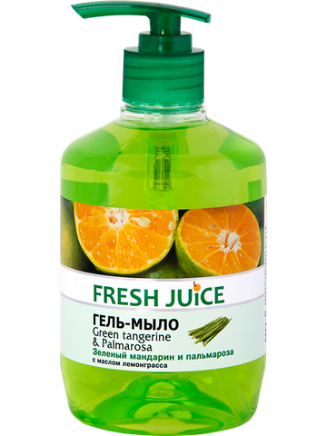 Мыло - гель жидкое (дозатор) "Fresh Juice", 460 мл, зеленый мандарин и пальмароза