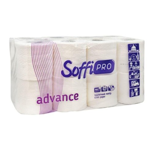 Туалетная бумага Аdvance Soffione Обухів, 3-х слойноя,150 отривов,16 рул., белая целюлоза