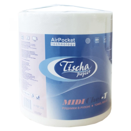 Рушник паперовий в рулоні MidiChef-T, 500арк., 2-шарові, 100% целюлоза