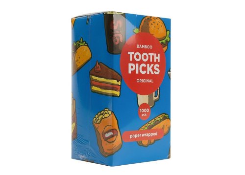 Зубочистки бамбукові 1000шт,  ундивідуальна паперова упаковка  (К-Tooth Picks)