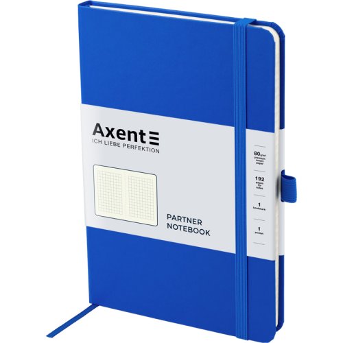 Блокнот Axent Partner 8201-07-A (А5-), 125х195 мм, 96 л., клетка, на резинке, закладка, кармашек на форзаце, петля для ручки,тёмно-голубая