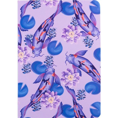Книга записная Fish A5, 80 л. кл., сиренево-синяя