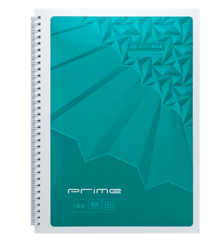 Зошит для нотаток PRIME, А4, 96 арк., клітинка, картонна обкладинка, бірюзовий