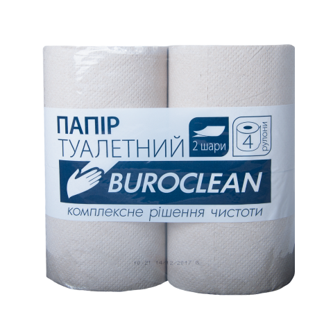Туалетний папір "Buroclean" сіра на гільзі (4 рул.)