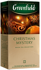 Чай Greenfield Christmas Mystery, чорний, гвоздика, кориця, цитрус, 25пак.х 1,5г