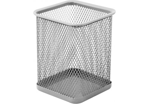 Стакан канцелярский, металлический, прямоугольный, серебро