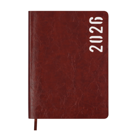 Щоденник датов. 2026 MIND, A5, коричневий, штуч.шкіра