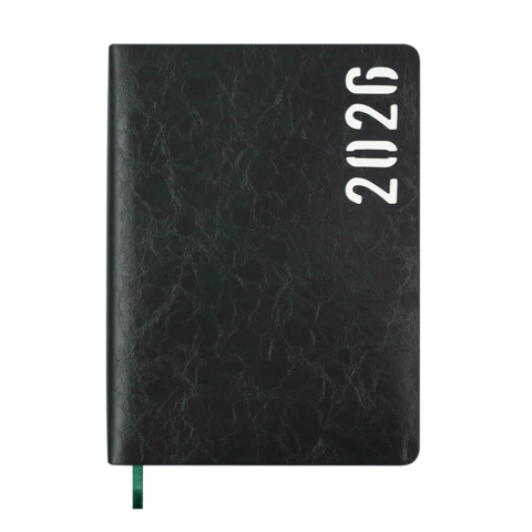 Щоденник датов. 2026 MIND, A5, зелений, штуч.шкіра