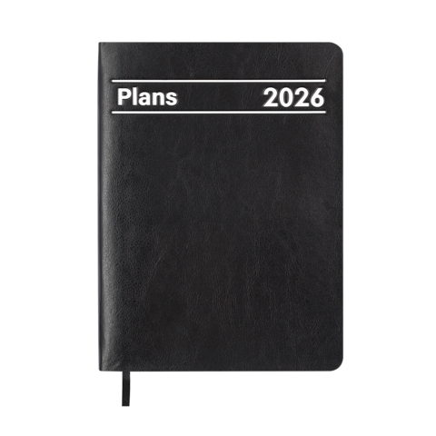 Щоденник датов. 2026 MEMORY, A5, чорний, штуч.шкіра