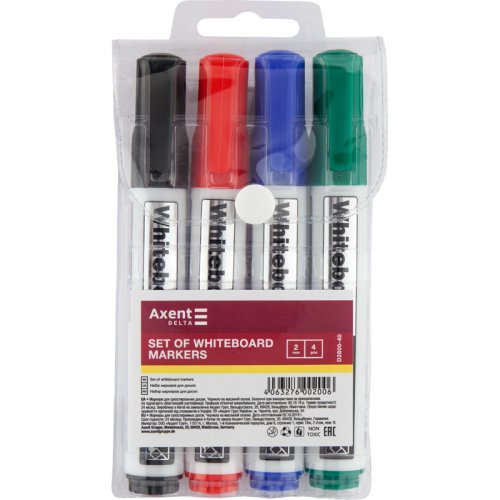 Набор маркеров Whiteboard, 4 шт, Axent Delta