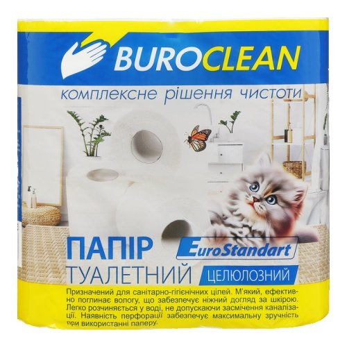 Туалетная бумага BUROCLEAN EuroStandart, на гильзе, 2-х слойн., белая (4 рул.)