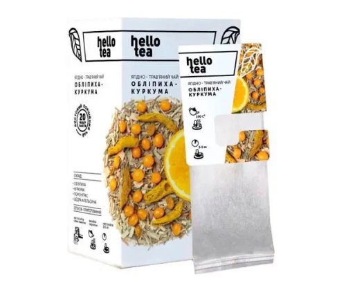 Чай ягідно-трав'яний Hello Tea Обліпиха - Куркума, фільтр-пак 20 шт 