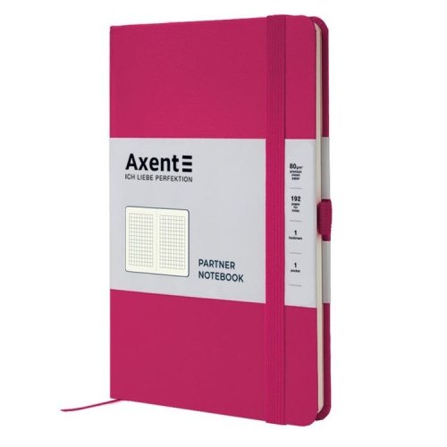 Блокнот Axent Partner 8201-07-A (А5-), 125х195 мм, 96 л., клітка, на гумці, закладка, кишенька на форзаці, петля для ручки, малиновий