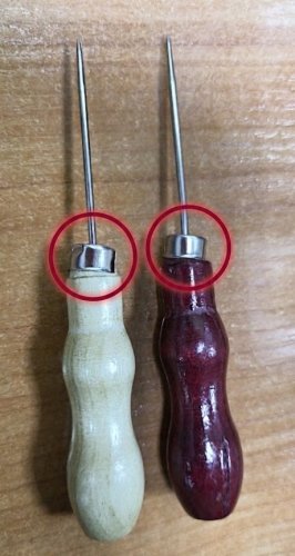 Шило для прошивки, стандарт, деревянная ручка , 12см (ФОП без НДС) * Товар уценён: криво закреплён колпачок на рукоятке, на работу не влияет