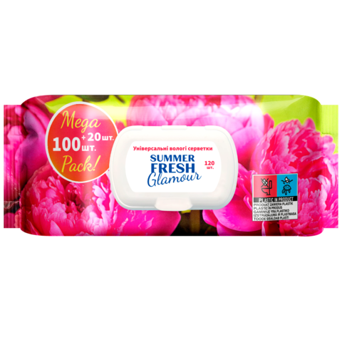 Салфетки влажные Glamour, 120шт., Summer Fresh